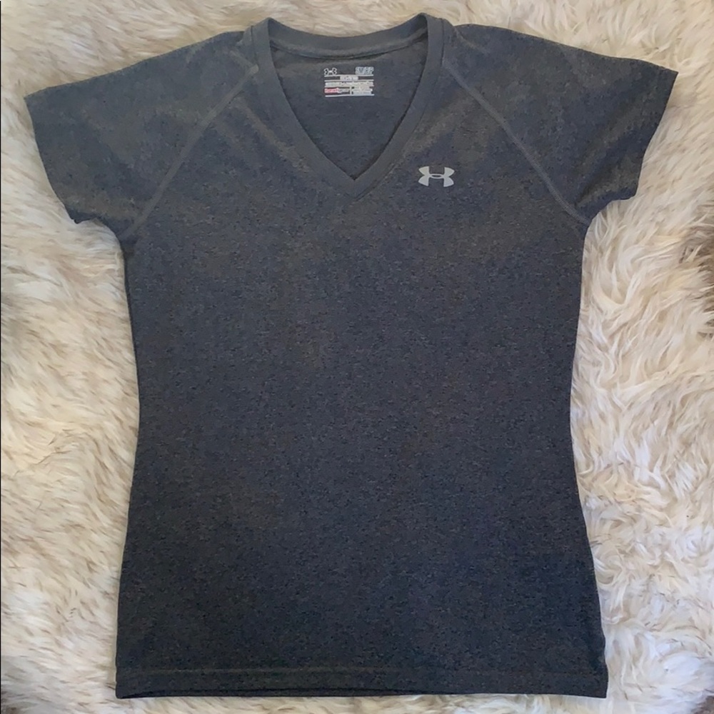 Gray Under Armour Semi-Fitted Short Sleeve V-Neck